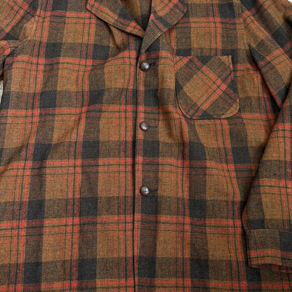 VTG Pendleton Plaid Mens Large Blazer Chore Coat Jacket Southwest 3 Button - Picture 8 of 11